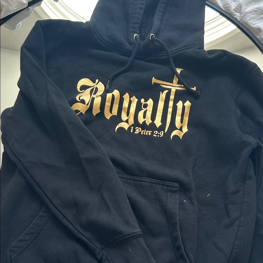 Black Hoodie with Gold 'Royalty' Print